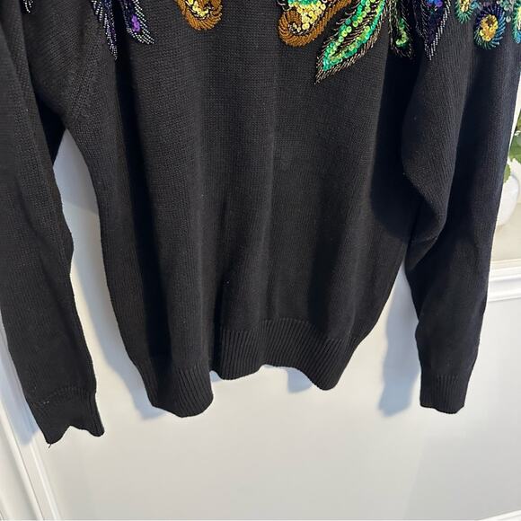 Vintage Lindsay Blake Black Sequin Sweater Medium - Picture 10 of 10